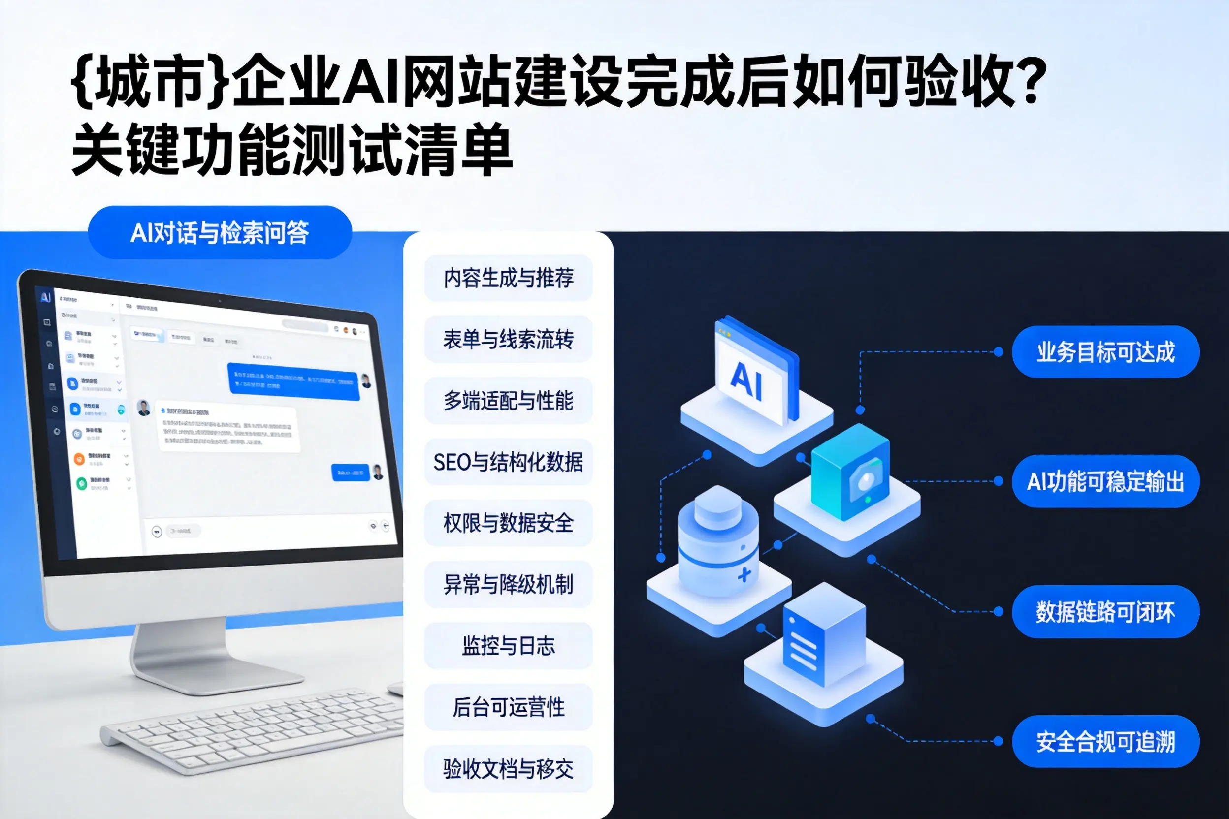 喀什企业AI网站建设完成后如何验收？关键功能测试清单