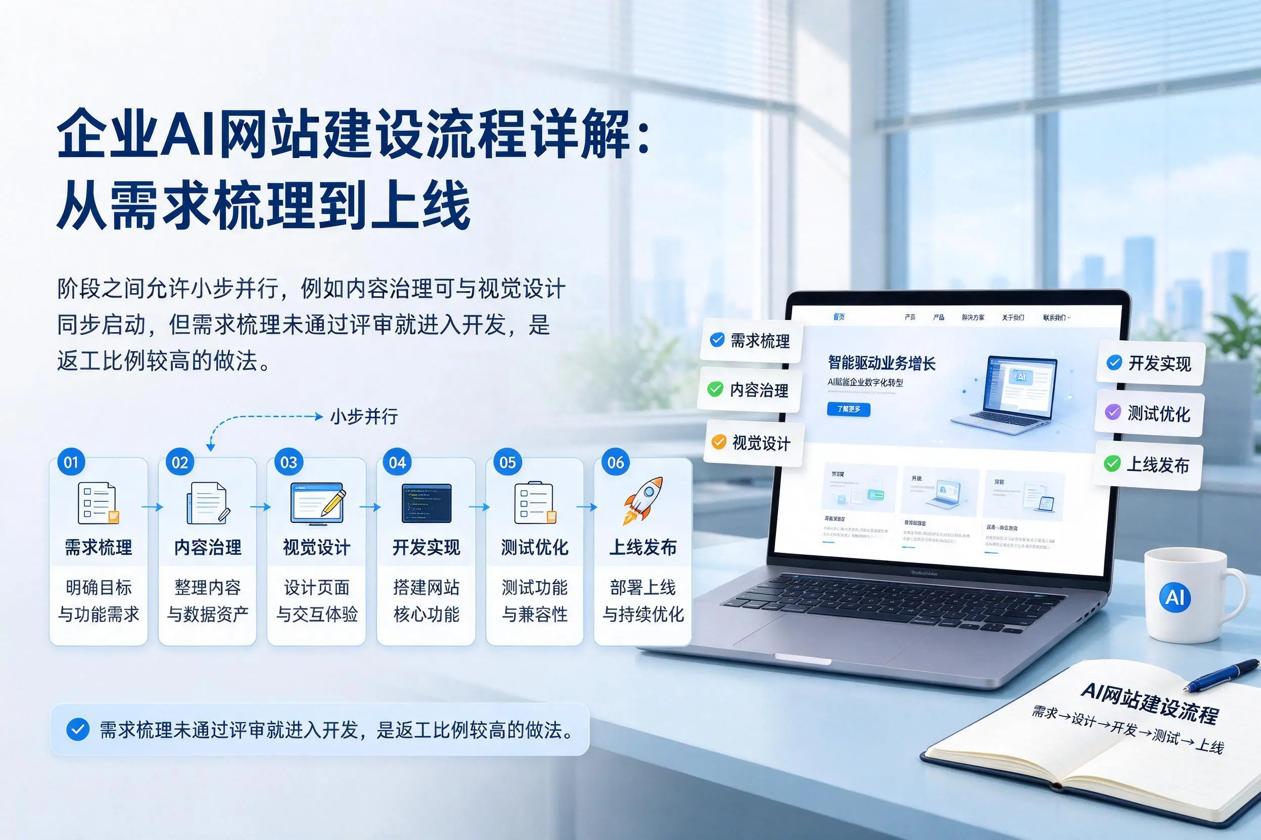 喀什企业AI网站建设流程详解:从需求梳理到上线